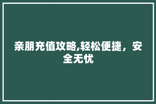 亲朋充值攻略,轻松便捷，安全无忧 智能助手