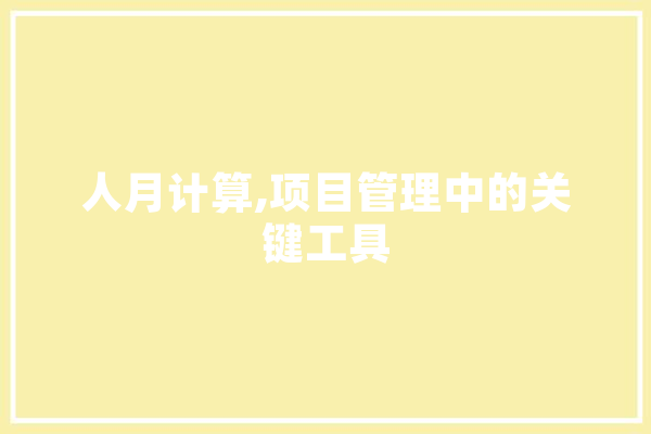 人月计算,项目管理中的关键工具 AI快讯