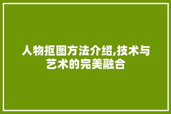 人物抠图方法介绍,技术与艺术的完美融合