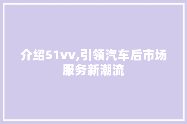 介绍51vv,引领汽车后市场服务新潮流