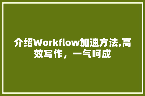 介绍Workflow加速方法,高效写作，一气呵成