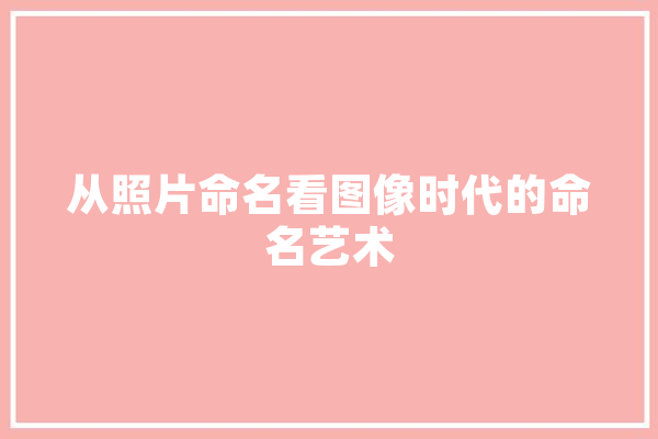 从照片命名看图像时代的命名艺术