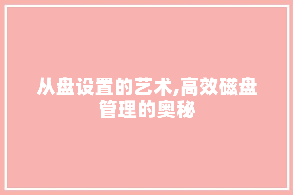 从盘设置的艺术,高效磁盘管理的奥秘