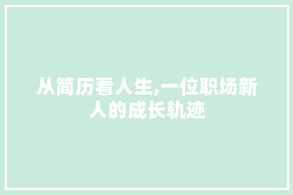 从简历看人生,一位职场新人的成长轨迹