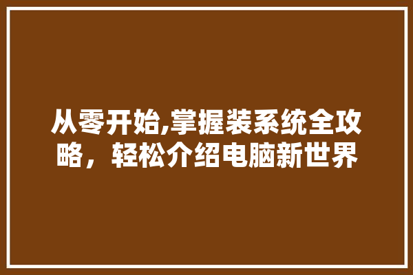 从零开始,掌握装系统全攻略，轻松介绍电脑新世界