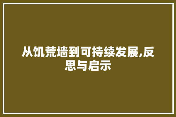 从饥荒墙到可持续发展,反思与启示