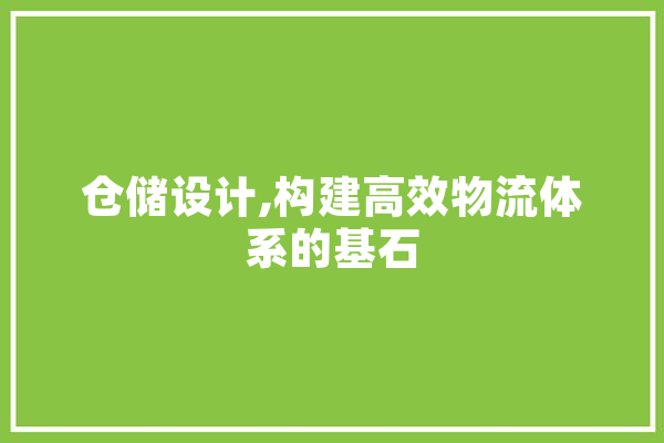 仓储设计,构建高效物流体系的基石