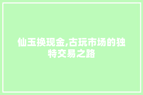 仙玉换现金,古玩市场的独特交易之路