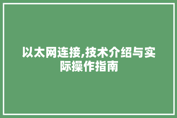 以太网连接,技术介绍与实际操作指南 智能问答