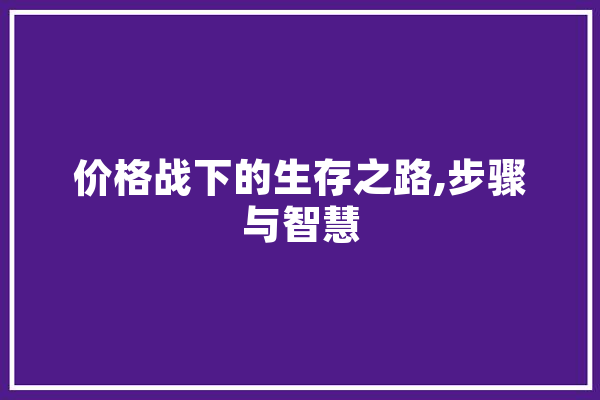 价格战下的生存之路,步骤与智慧 AI简讯