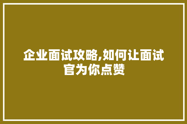企业面试攻略,如何让面试官为你点赞