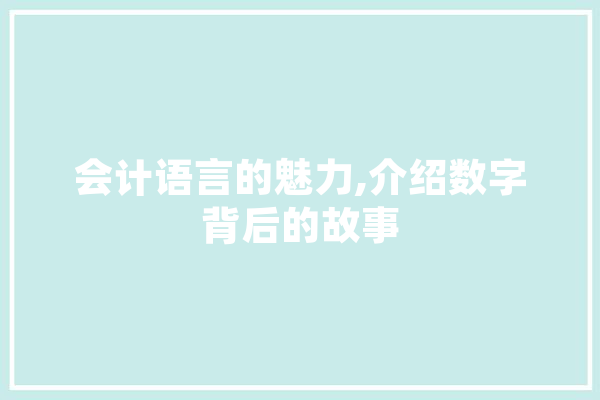 会计语言的魅力,介绍数字背后的故事