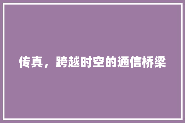 传真，跨越时空的通信桥梁