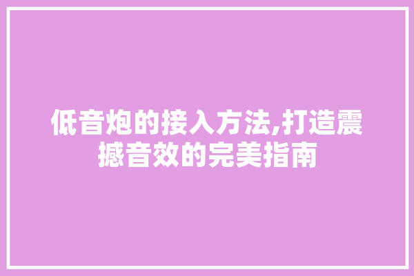 低音炮的接入方法,打造震撼音效的完美指南