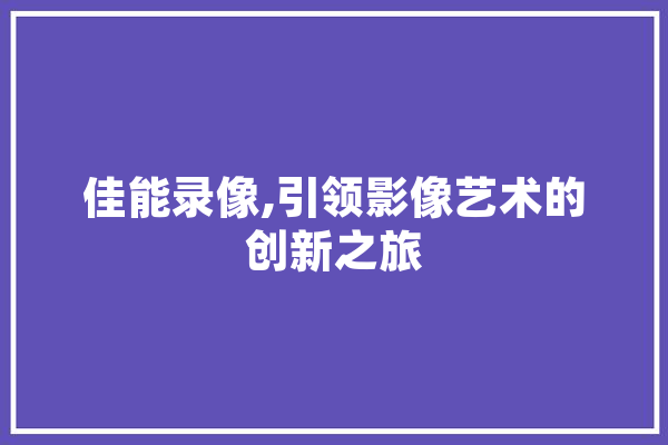 佳能录像,引领影像艺术的创新之旅