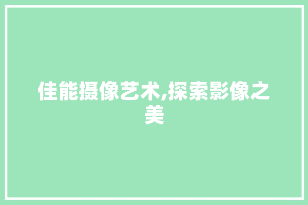 佳能摄像艺术,探索影像之美