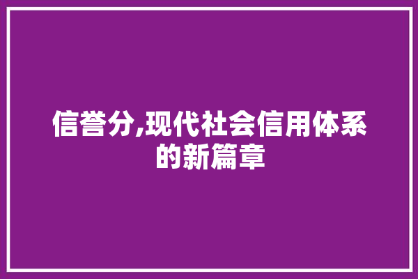 信誉分,现代社会信用体系的新篇章 AI快讯