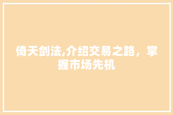 倚天剑法,介绍交易之路，掌握市场先机