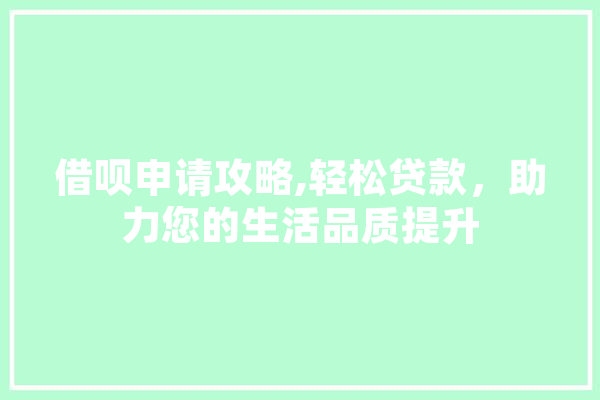 借呗申请攻略,轻松贷款，助力您的生活品质提升 文字写作
