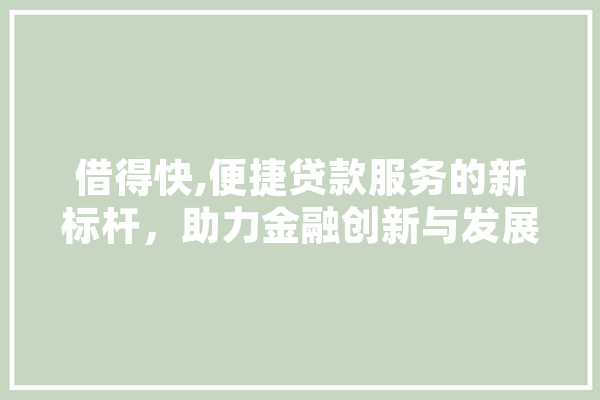 借得快,便捷贷款服务的新标杆，助力金融创新与发展