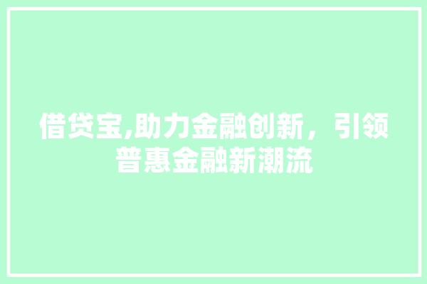 借贷宝,助力金融创新，引领普惠金融新潮流