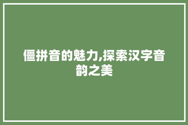 僵拼音的魅力,探索汉字音韵之美