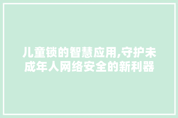 儿童锁的智慧应用,守护未成年人网络安全的新利器