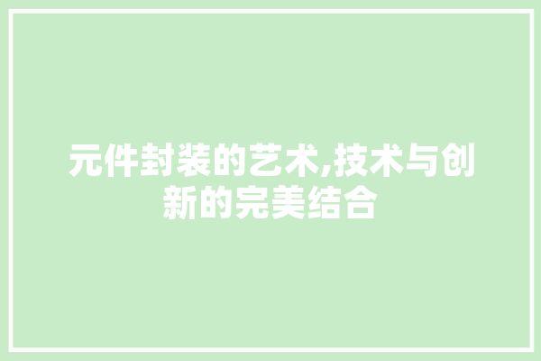 元件封装的艺术,技术与创新的完美结合