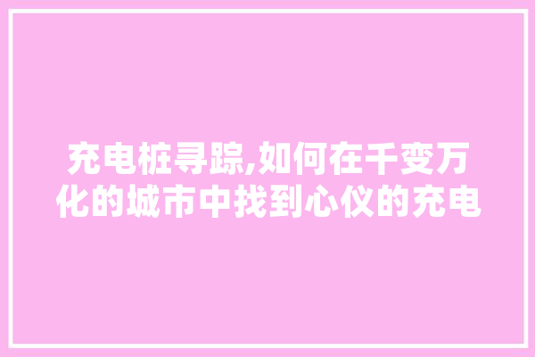 充电桩寻踪,如何在千变万化的城市中找到心仪的充电站