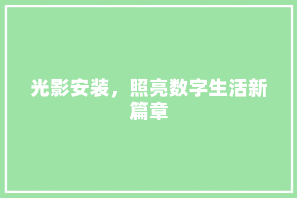 光影安装，照亮数字生活新篇章