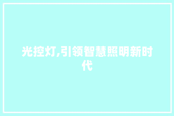 光控灯,引领智慧照明新时代