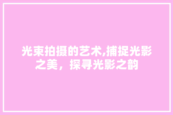 光束拍摄的艺术,捕捉光影之美，探寻光影之韵