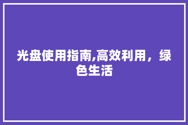 光盘使用指南,高效利用，绿色生活 云服务