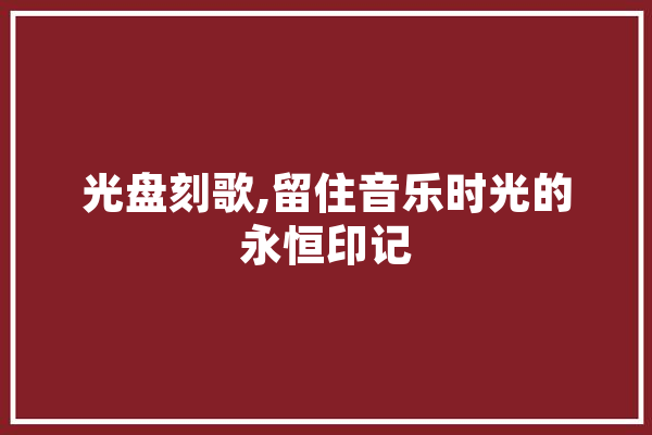 光盘刻歌,留住音乐时光的永恒印记