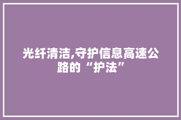光纤清洁,守护信息高速公路的“护法”