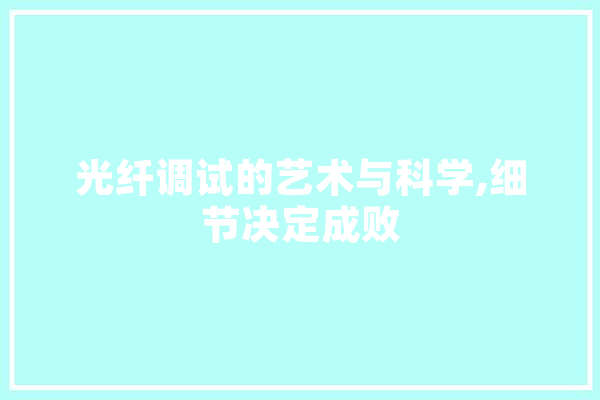 光纤调试的艺术与科学,细节决定成败