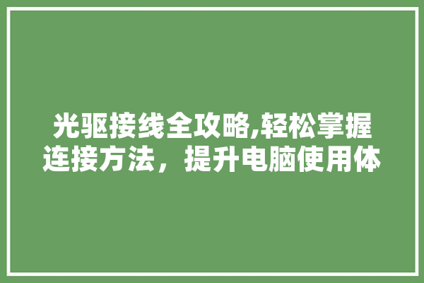 光驱接线全攻略,轻松掌握连接方法，提升电脑使用体验