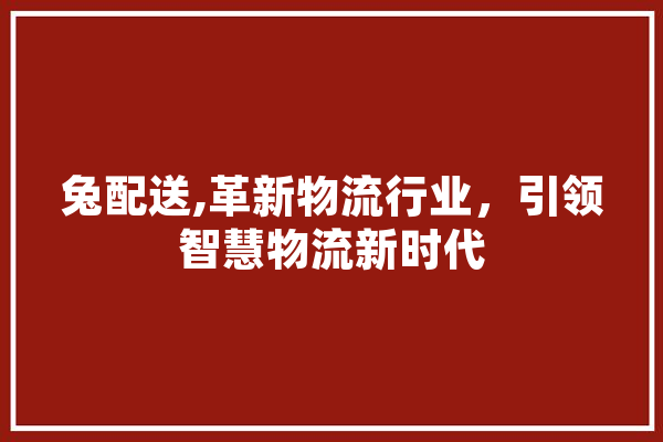 兔配送,革新物流行业，引领智慧物流新时代
