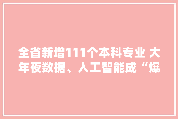 全省新增111个本科专业 大年夜数据、人工智能成“爆款”_专业_南京