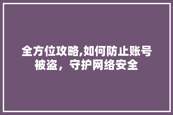 全方位攻略,如何防止账号被盗，守护网络安全