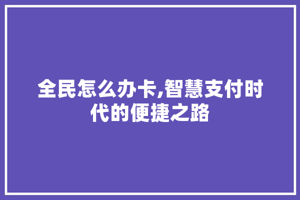 全民怎么办卡,智慧支付时代的便捷之路