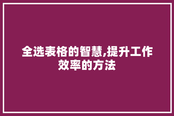 全选表格的智慧,提升工作效率的方法