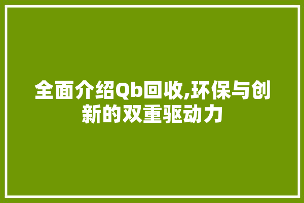 全面介绍Qb回收,环保与创新的双重驱动力