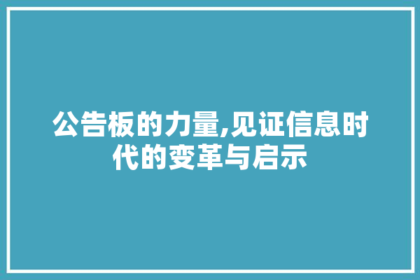 公告板的力量,见证信息时代的变革与启示 智能问答