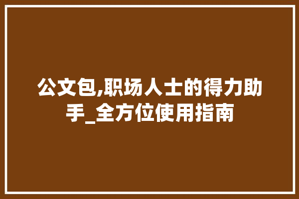 公文包,职场人士的得力助手_全方位使用指南