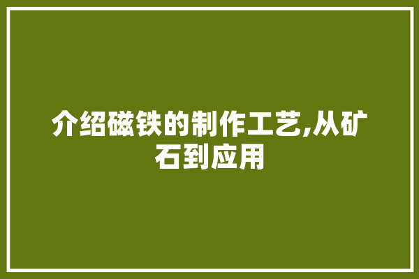 介绍磁铁的制作工艺,从矿石到应用 AI简讯