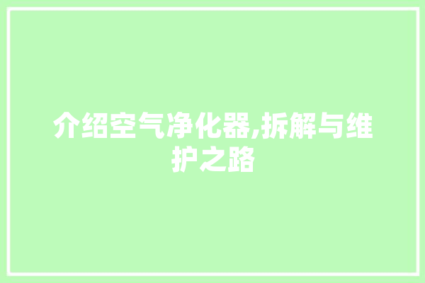 介绍空气净化器,拆解与维护之路
