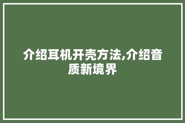 介绍耳机开壳方法,介绍音质新境界