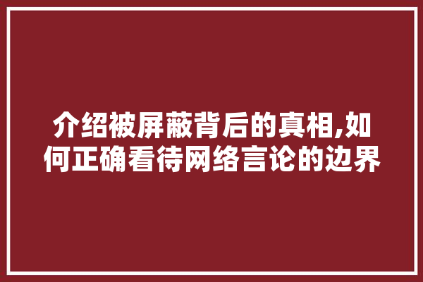 介绍被屏蔽背后的真相,如何正确看待网络言论的边界