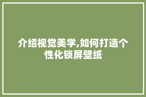 介绍视觉美学,如何打造个性化锁屏壁纸